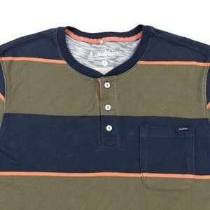 Chubbies Men's Medium Striped Short‎ Sleeve 3-Button Henley Shirt Beach Casual